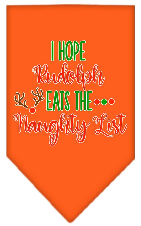 Hope Rudolph Eats Naughty List Screen Print Bandana Orange Large